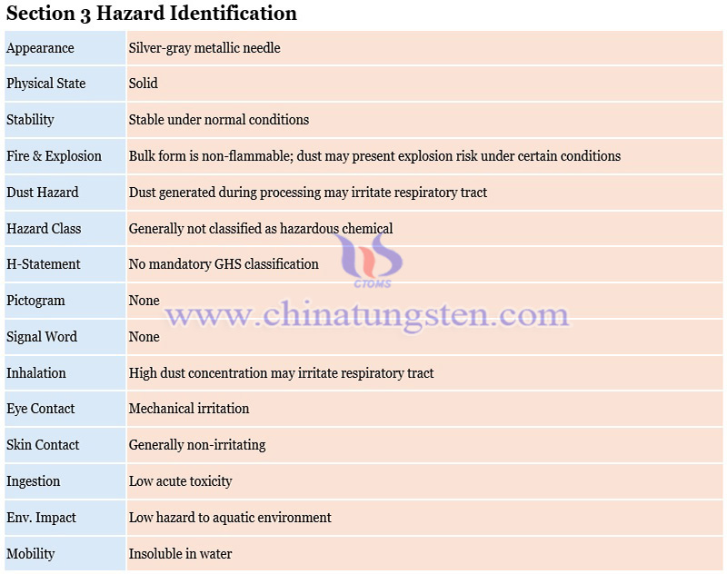 material safety data sheet of tungsten needle photo