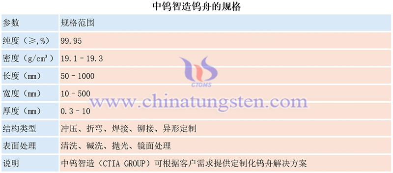 中钨智造钨舟的规格图片